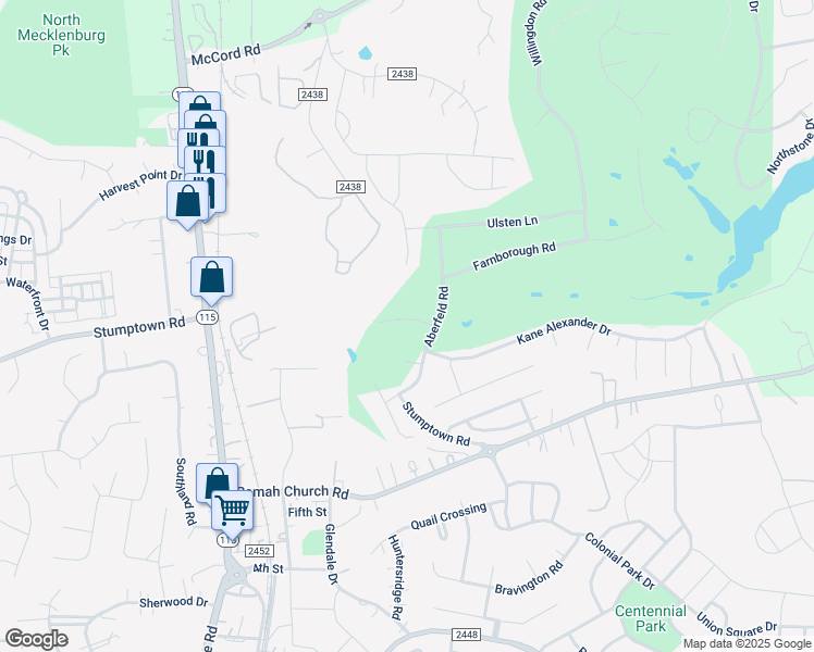 map of restaurants, bars, coffee shops, grocery stores, and more near 12003 Cobham Court in Huntersville