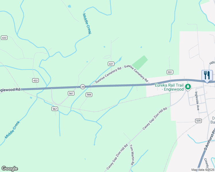 map of restaurants, bars, coffee shops, grocery stores, and more near 1348 Highway 39 in Englewood