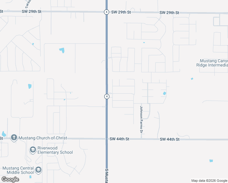 map of restaurants, bars, coffee shops, grocery stores, and more near 11321 Southwest 39th Street in Mustang