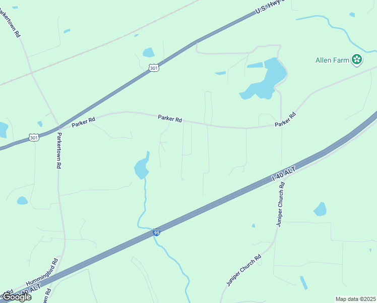 map of restaurants, bars, coffee shops, grocery stores, and more near 1335 Parker Rd in Four Oaks