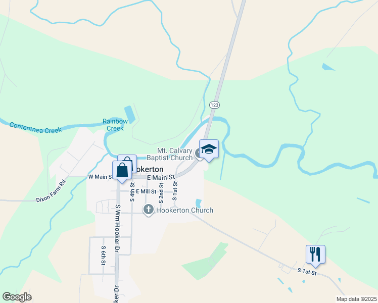 map of restaurants, bars, coffee shops, grocery stores, and more near 127 Taylor Heights in Hookerton