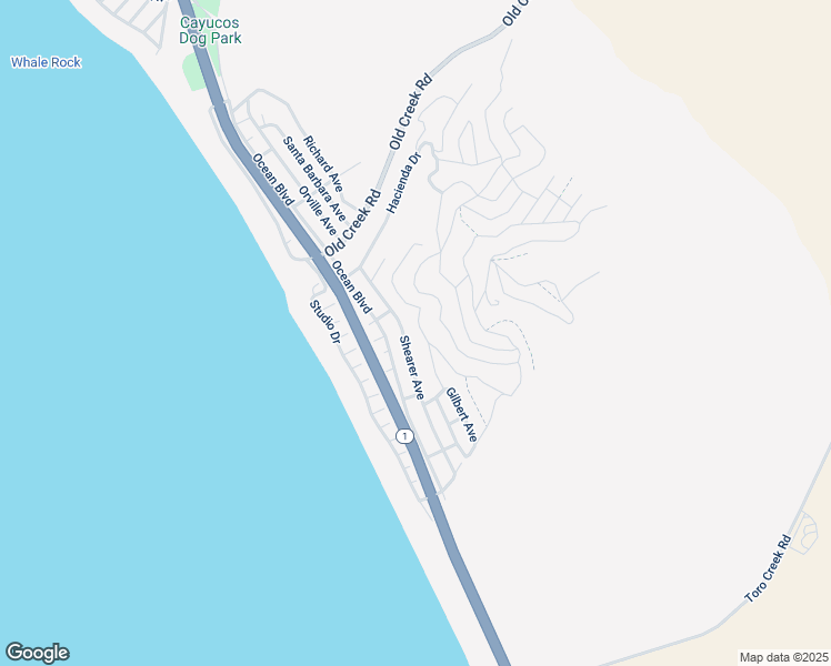 map of restaurants, bars, coffee shops, grocery stores, and more near 3254 Gilbert Avenue in Cayucos