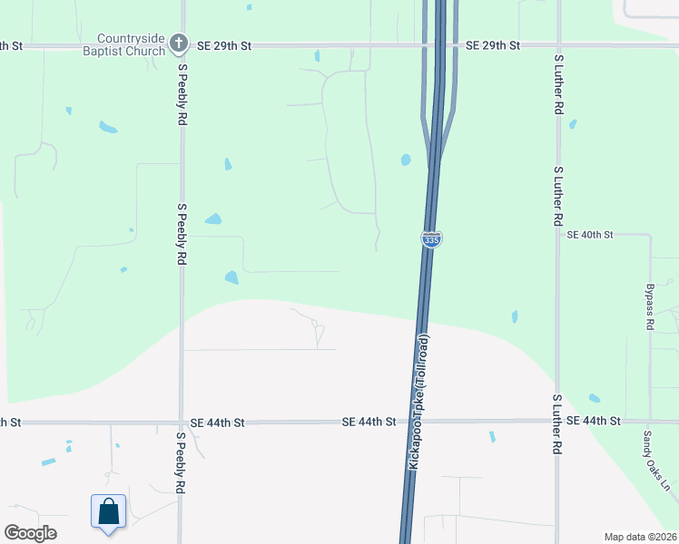 map of restaurants, bars, coffee shops, grocery stores, and more near Southeast 38th Street in Harrah