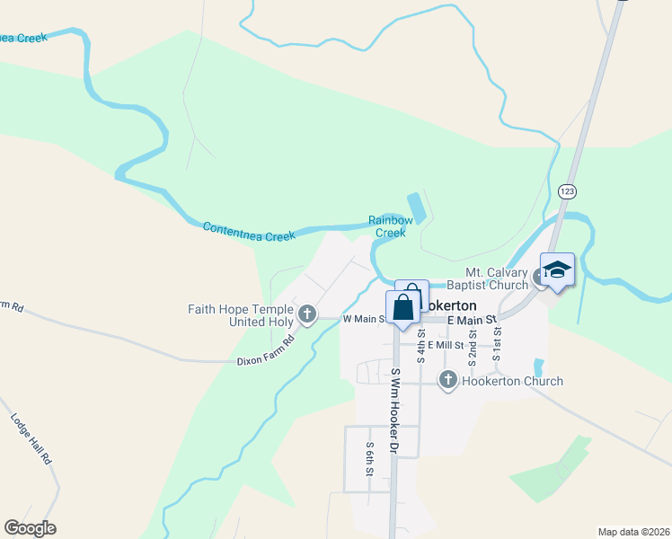 map of restaurants, bars, coffee shops, grocery stores, and more near 315 Faith Hope Road in Hookerton