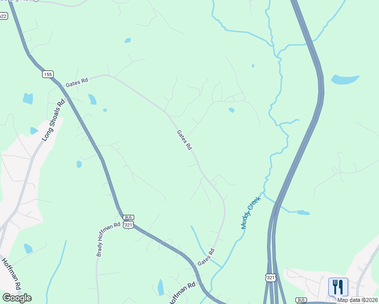 map of restaurants, bars, coffee shops, grocery stores, and more near 2887 Gates Road in Lincolnton