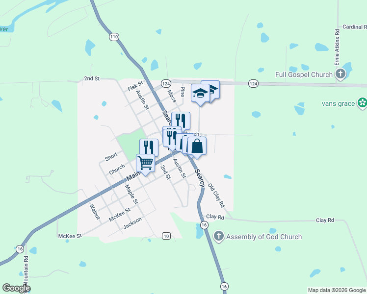 map of restaurants, bars, coffee shops, grocery stores, and more near in Pangburn