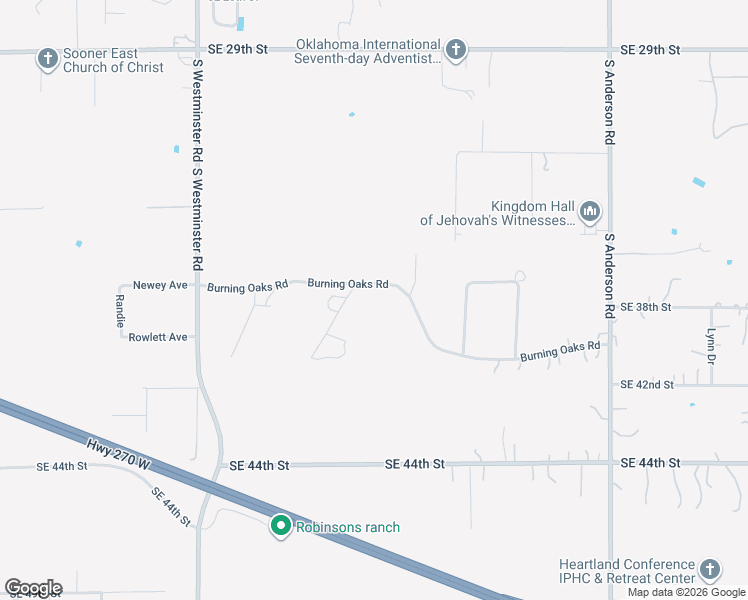 map of restaurants, bars, coffee shops, grocery stores, and more near 11453 Burning Oaks Road in Oklahoma City