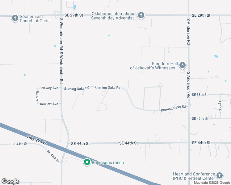 map of restaurants, bars, coffee shops, grocery stores, and more near 11453 Burning Oaks Road in Oklahoma City