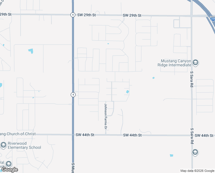 map of restaurants, bars, coffee shops, grocery stores, and more near 11124 Southwest 37th Street in Mustang