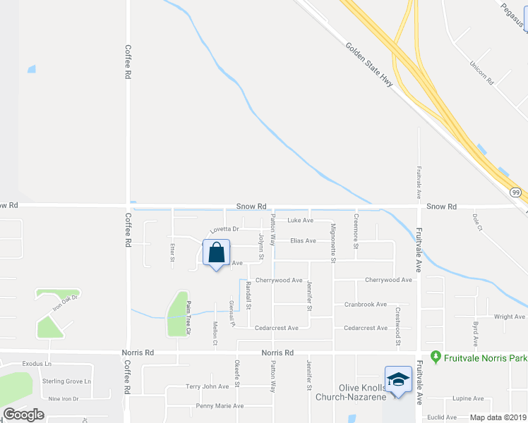map of restaurants, bars, coffee shops, grocery stores, and more near 7312 Jolynn Street in Bakersfield
