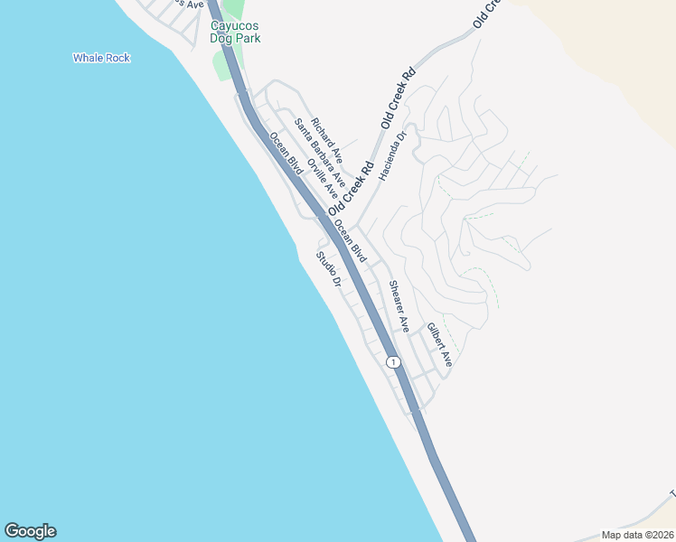 map of restaurants, bars, coffee shops, grocery stores, and more near 3175 Studio Drive in Cayucos