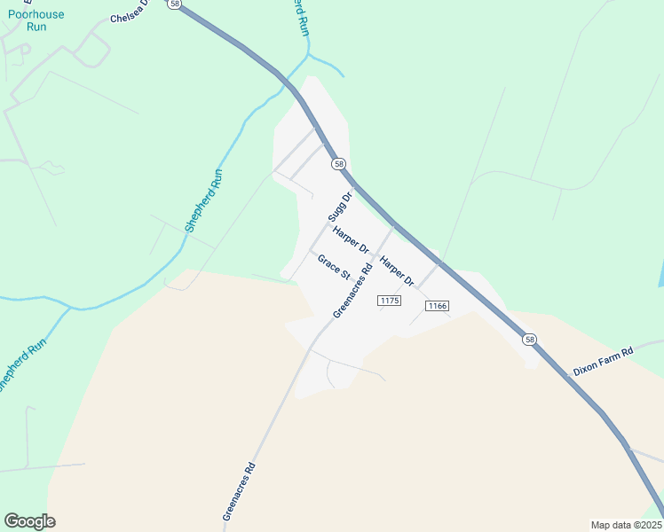 map of restaurants, bars, coffee shops, grocery stores, and more near Grace Street in Greene County
