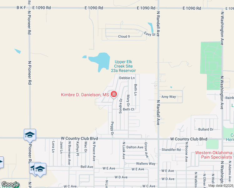 map of restaurants, bars, coffee shops, grocery stores, and more near 312 Peggy Drive in Elk City