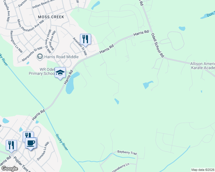 map of restaurants, bars, coffee shops, grocery stores, and more near 1100 Berkeley Place in Concord