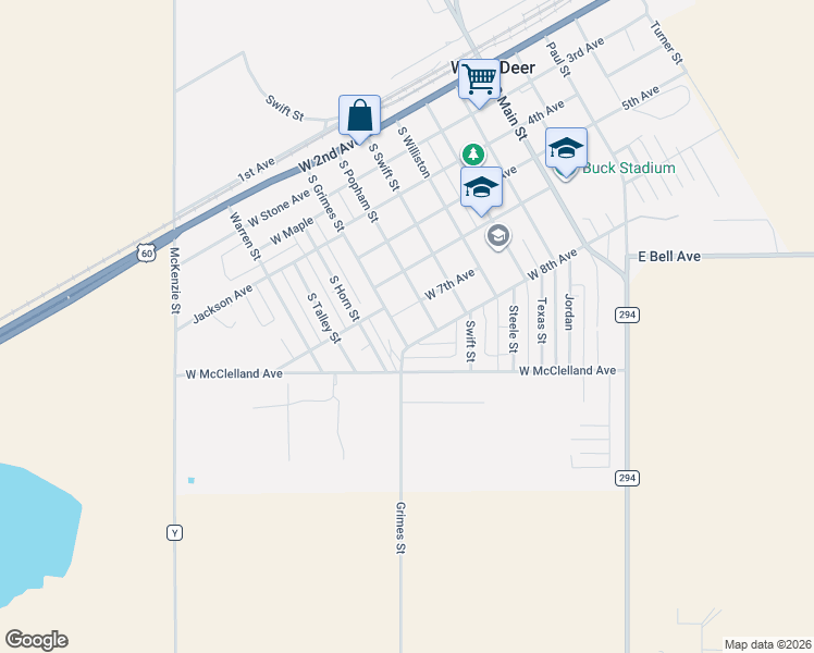 map of restaurants, bars, coffee shops, grocery stores, and more near 701-707 S Grimes St in White Deer