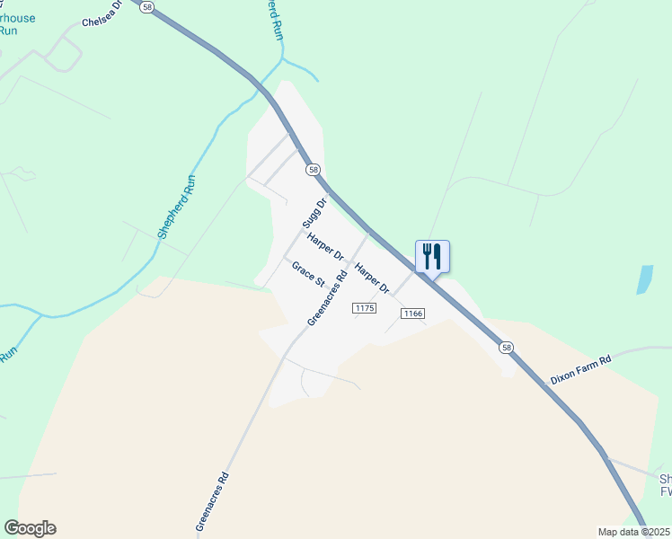 map of restaurants, bars, coffee shops, grocery stores, and more near 140 Greenacres Road in Snow Hill