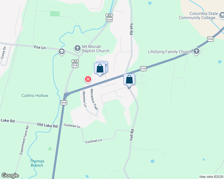 map of restaurants, bars, coffee shops, grocery stores, and more near 133 Southview Drive in Lewisburg