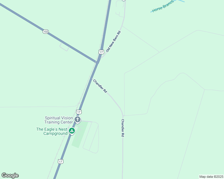 map of restaurants, bars, coffee shops, grocery stores, and more near Chandler Road in Vanceboro