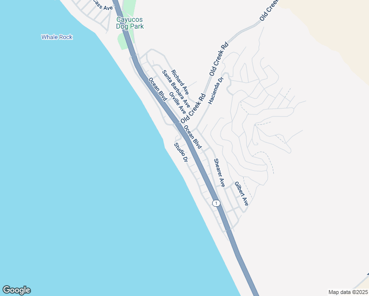 map of restaurants, bars, coffee shops, grocery stores, and more near 56 Gracia Avenue in Cayucos