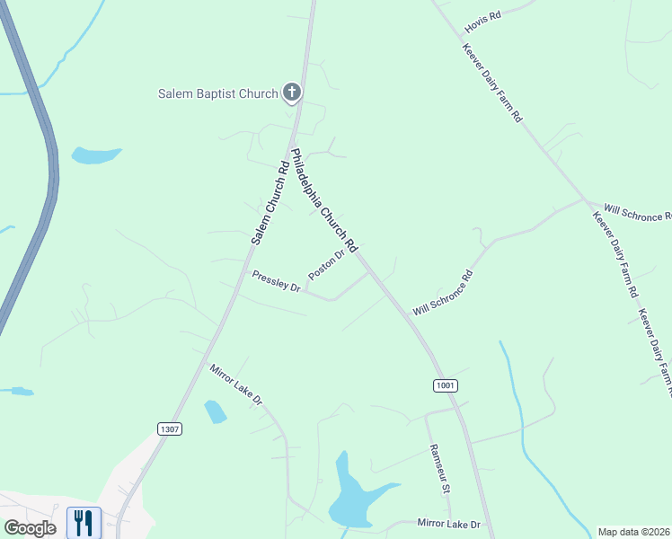 map of restaurants, bars, coffee shops, grocery stores, and more near 1462 Poston Drive in Lincolnton