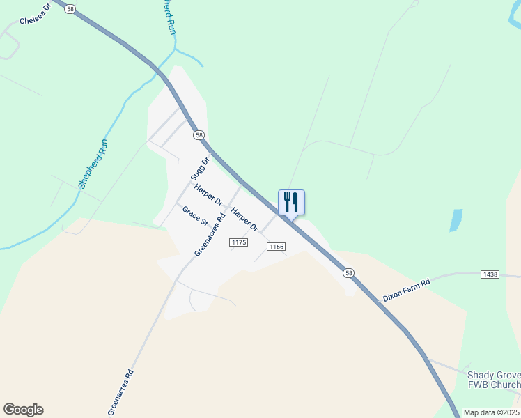 map of restaurants, bars, coffee shops, grocery stores, and more near 1616 North Carolina Highway 58 in Snow Hill