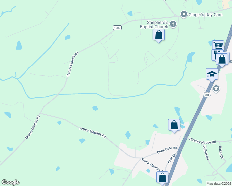 map of restaurants, bars, coffee shops, grocery stores, and more near 495 Tramway West Road in Sanford