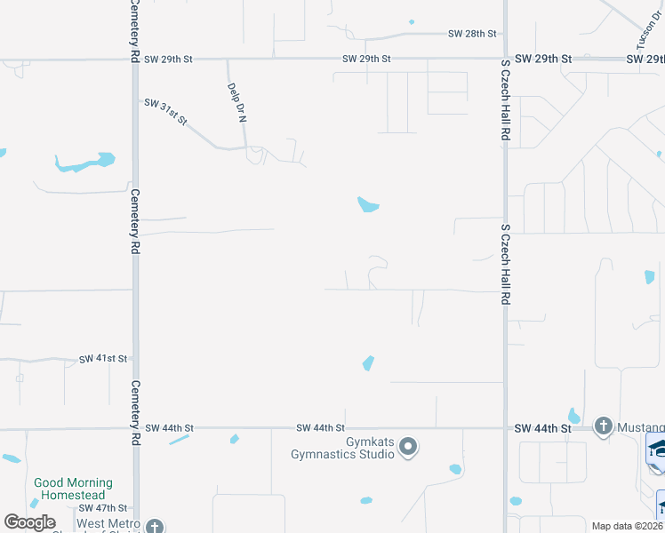 map of restaurants, bars, coffee shops, grocery stores, and more near 12535 Southwest 40th Street in Yukon