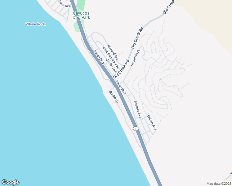 map of restaurants, bars, coffee shops, grocery stores, and more near 56 Gracia Avenue in Cayucos