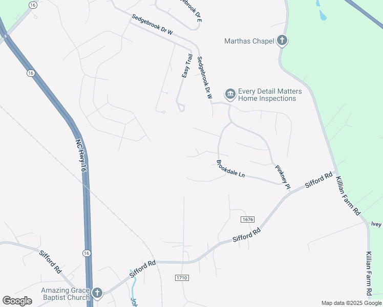 map of restaurants, bars, coffee shops, grocery stores, and more near 7223 Stableford Lane in Stanley