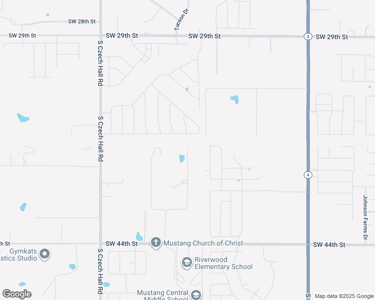 map of restaurants, bars, coffee shops, grocery stores, and more near 4200 Janet Circle in Mustang