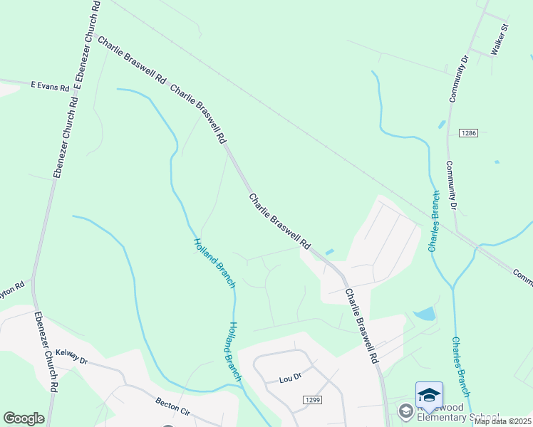 map of restaurants, bars, coffee shops, grocery stores, and more near Charlie Braswell Road in Goldsboro