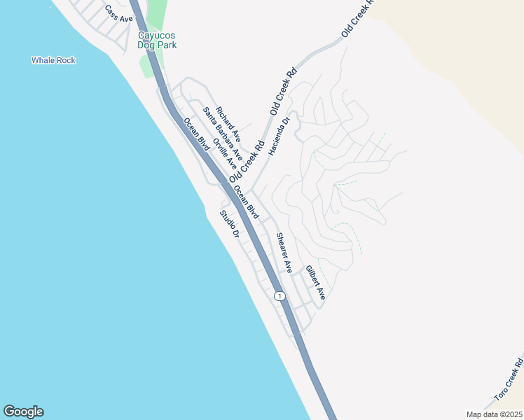 map of restaurants, bars, coffee shops, grocery stores, and more near 3200 Shearer Avenue in Cayucos