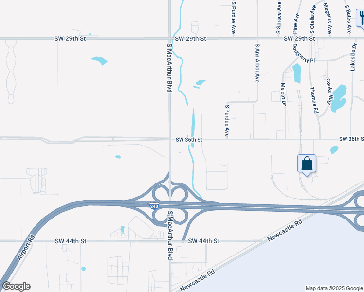 map of restaurants, bars, coffee shops, grocery stores, and more near 3700 South Macarthur Boulevard in Oklahoma City