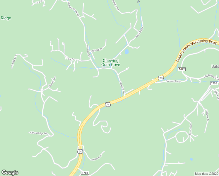 map of restaurants, bars, coffee shops, grocery stores, and more near 59 Woodfin Road in Sylva