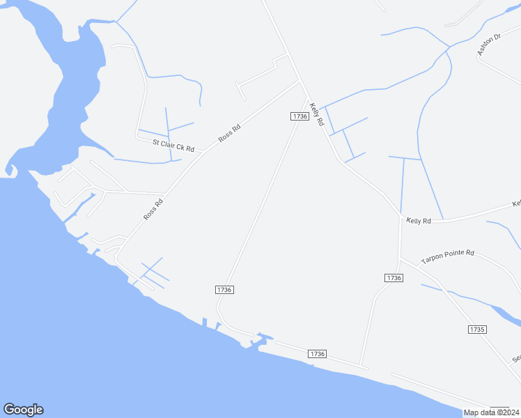 map of restaurants, bars, coffee shops, grocery stores, and more near State Road 1736 in Beaufort County