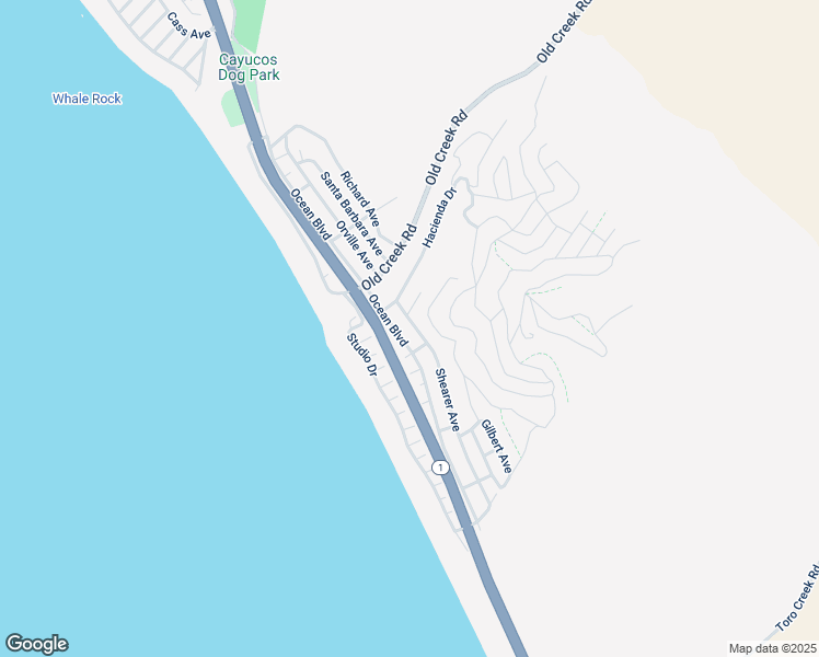 map of restaurants, bars, coffee shops, grocery stores, and more near 3166 Shearer Avenue in Cayucos