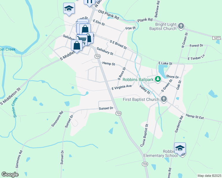 map of restaurants, bars, coffee shops, grocery stores, and more near 320 East Virginia Avenue in Robbins