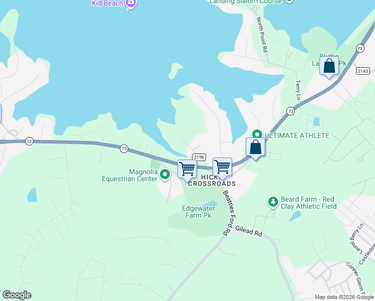 map of restaurants, bars, coffee shops, grocery stores, and more near 15925 Beatties Ford Road in Huntersville