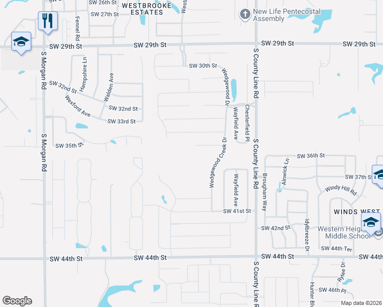 map of restaurants, bars, coffee shops, grocery stores, and more near 9124 Southwest 36th Street in Oklahoma City