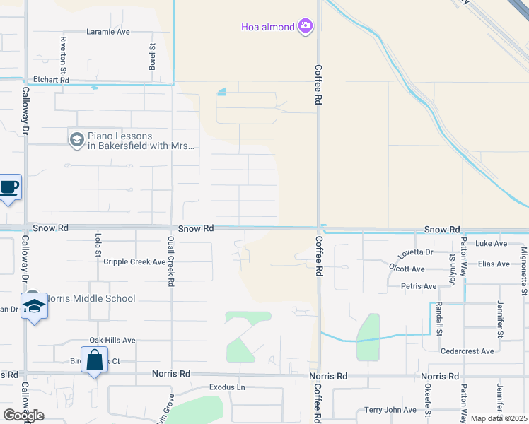map of restaurants, bars, coffee shops, grocery stores, and more near 8320 Kowa street in Bakersfield