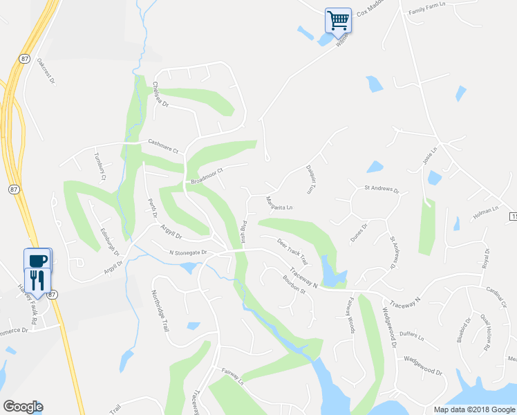 map of restaurants, bars, coffee shops, grocery stores, and more near 1710 Chateau Circle in Sanford