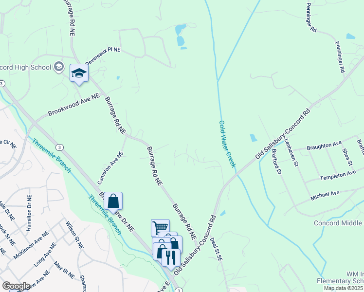map of restaurants, bars, coffee shops, grocery stores, and more near 50 Blenheim Court Northeast in Concord
