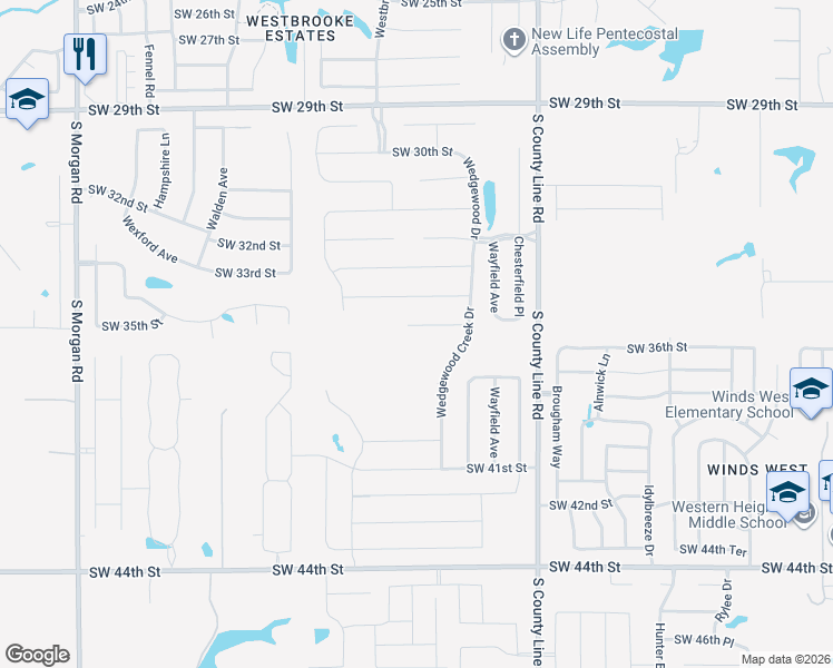 map of restaurants, bars, coffee shops, grocery stores, and more near 9117 Southwest 36th Street in Oklahoma City