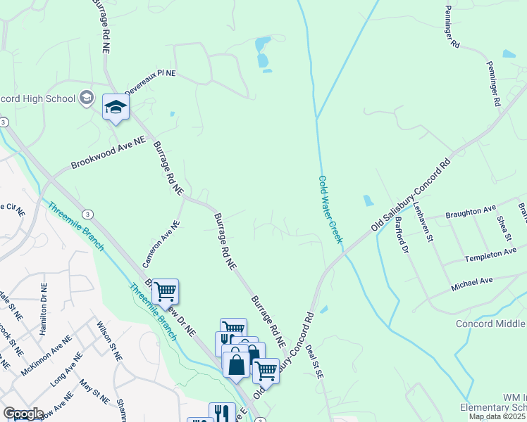 map of restaurants, bars, coffee shops, grocery stores, and more near 50 Blenheim Court Northeast in Concord