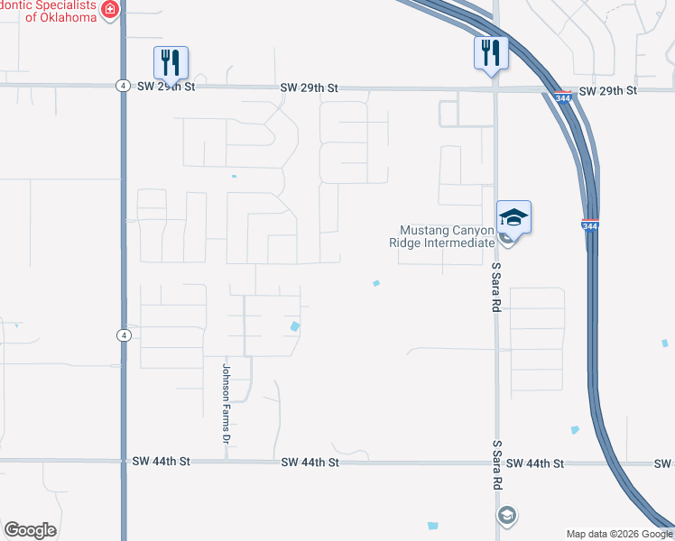 map of restaurants, bars, coffee shops, grocery stores, and more near 10904 Southwest 36th Street in Yukon
