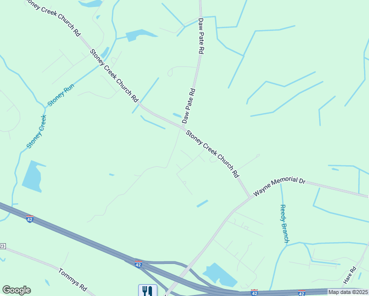 map of restaurants, bars, coffee shops, grocery stores, and more near 106 Valerie Street in Goldsboro