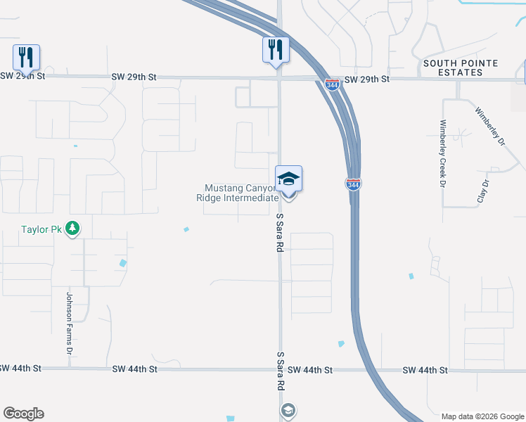 map of restaurants, bars, coffee shops, grocery stores, and more near 10625 Southwest 36th Street in Yukon