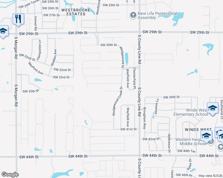map of restaurants, bars, coffee shops, grocery stores, and more near 9117 Southwest 36th Street in Oklahoma City