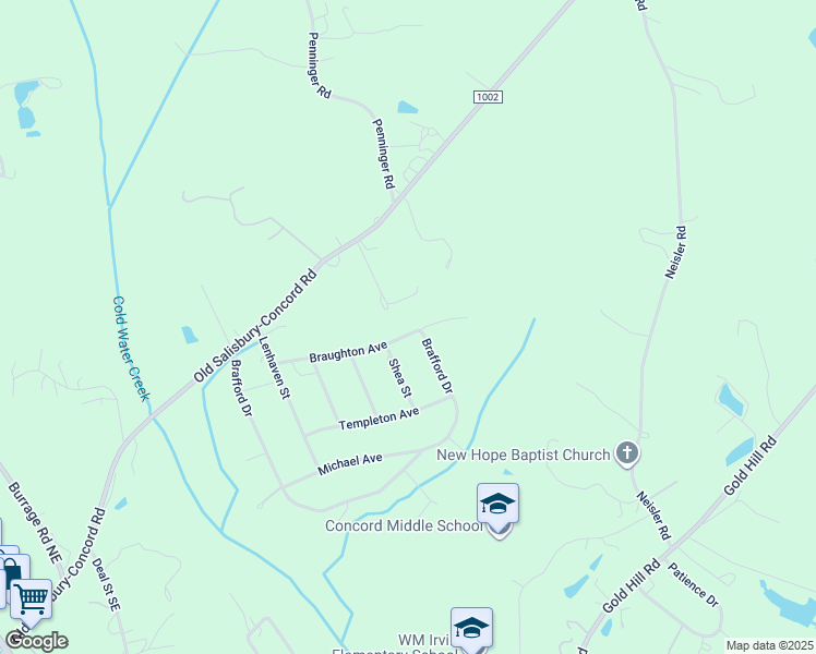 map of restaurants, bars, coffee shops, grocery stores, and more near 1121 Braughton Avenue in Concord