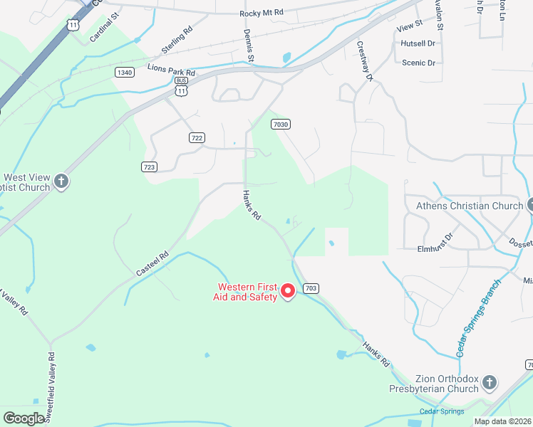 map of restaurants, bars, coffee shops, grocery stores, and more near 215 Hanks Road in Athens